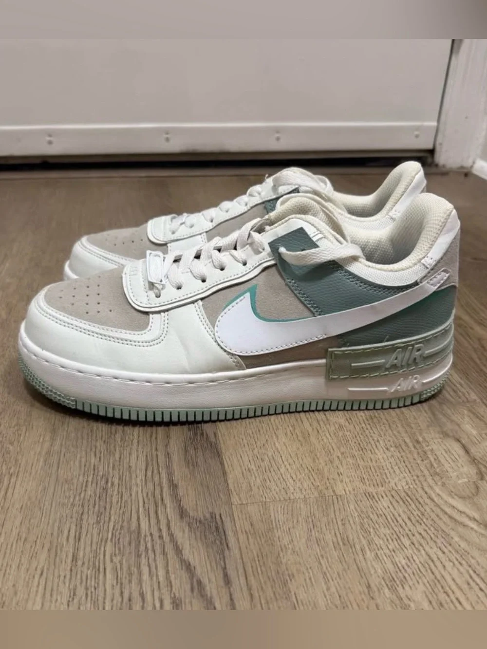 Nike Air Force 1s - Seafoam Green, White, & Tan